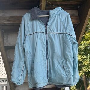Light Blue Hooded reversible Jacket Size Large